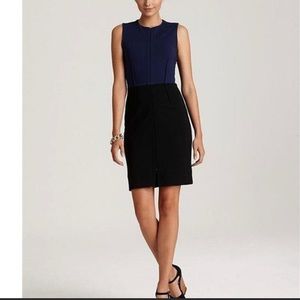 NWT Diane Von Furstenberg Parquet Color Black Blue Sheath Dress Size 2